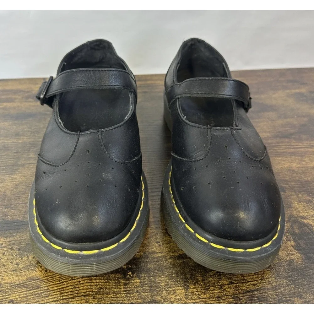 Dr. Martens Black Leather Mary Jane Flats Buckle T-Strap US Size 9 Goth Punk Y2k - Picture 6 of 14